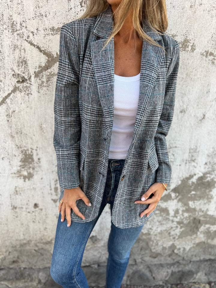 SESONGTILBUD TIL SUPERLAV PRIS🥰 CASUAL RUTETE BLAZER MED REVERS