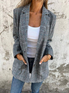 SESONGTILBUD TIL SUPERLAV PRIS🥰 CASUAL RUTETE BLAZER MED REVERS