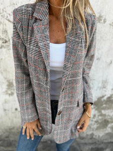 SESONGTILBUD TIL SUPERLAV PRIS🥰 CASUAL RUTETE BLAZER MED REVERS